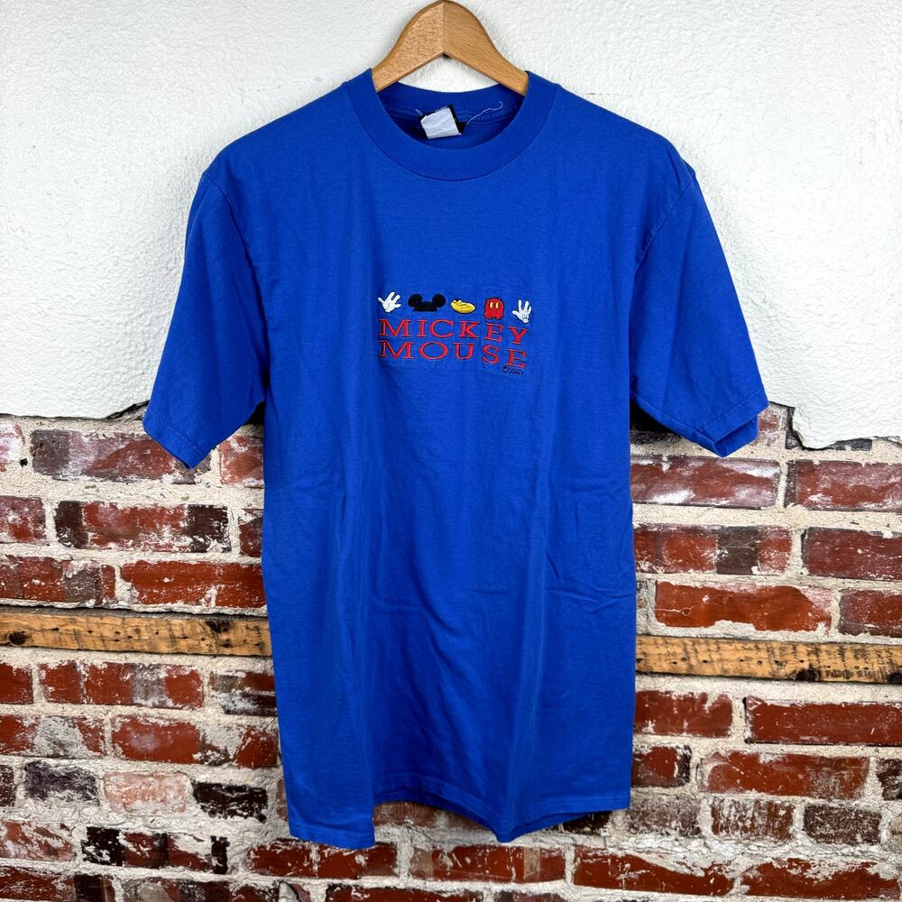 Vintage Mickey Unlimited Shirt Size Large Blue Short Sleeve Embroidered USA 90s